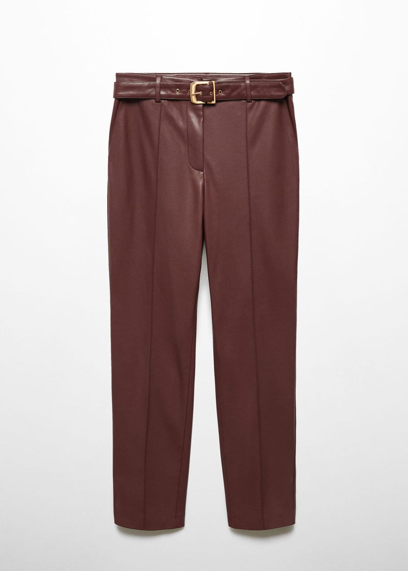 MANGO Leather-Effect Trousers With Belt endource
