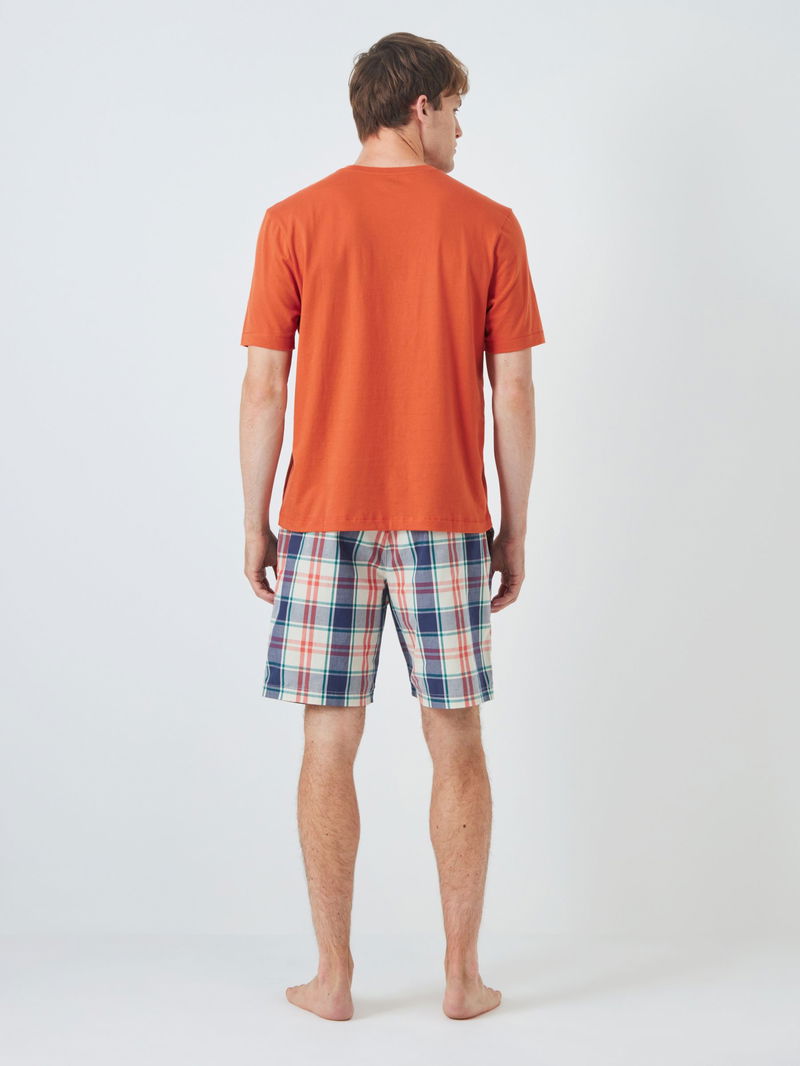 JOHN LEWIS ANYDAY T-Shirt & Check Shorts Pyjama Set in Orange