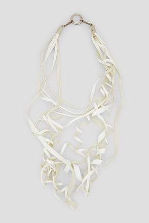 MM6 MAISON MARGIELA Silver-Tone Faux Leather Necklace in White