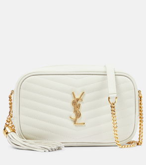 SAINT LAURENT Calfskin Matelasse Monogram Lou Camera Bag Blanc