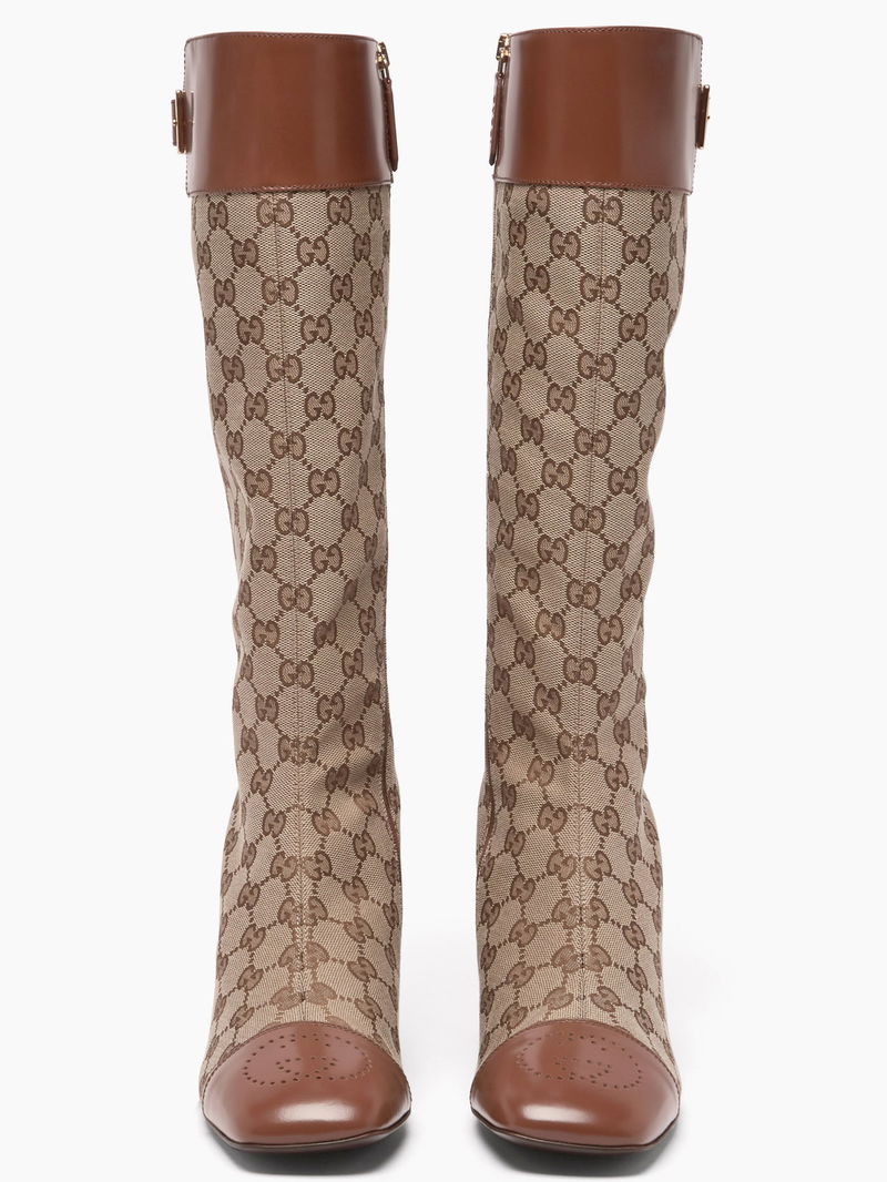 Gucci Ellis GG-Monogram Canvas Knee-High Boots