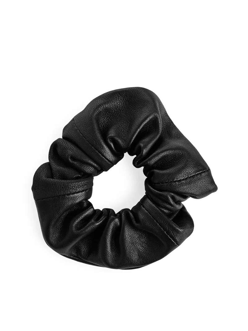 ARKET Leather Scrunchie in Black | Endource