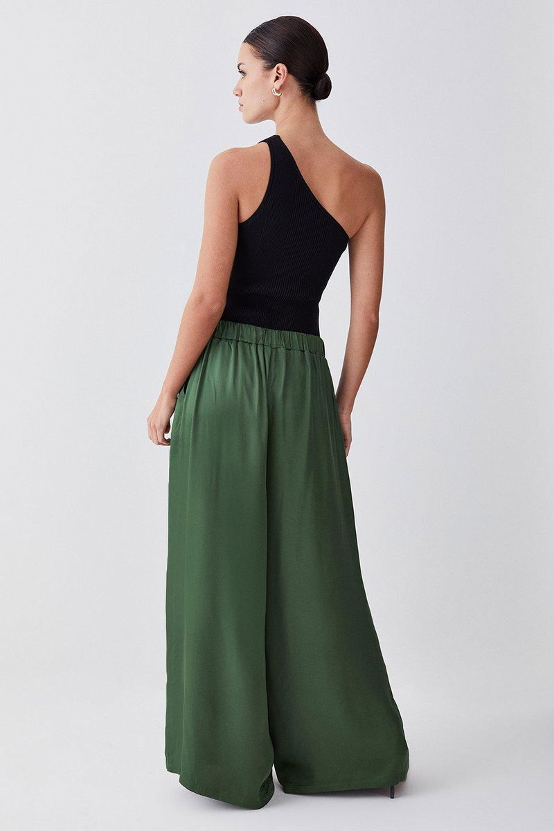 Petite Woven Texture Wide Leg Pants