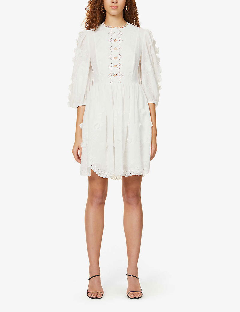 knee length dresses for ladies Zimmermann High Tide Lace Mini Dress in Guava size 3 / AU 12 main image 1
