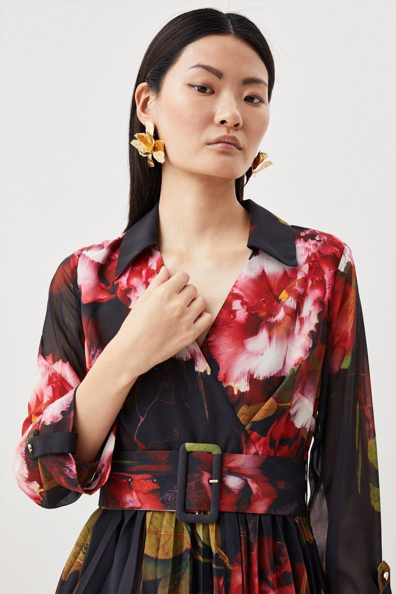 open lace back dress KAREN MILLEN BLACK & RED FLORAL PRINT DRESS & BRAND NEW MATCHING CLUTC   Whispers Dress Agency