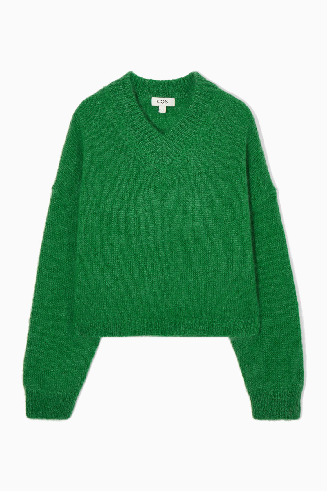 Cos Cropped V Neck Mohair Jumper In Green Endource 3523