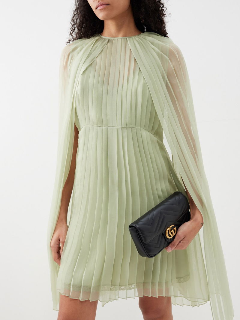 GUCCI Cape-effect pleated chiffon mini dress