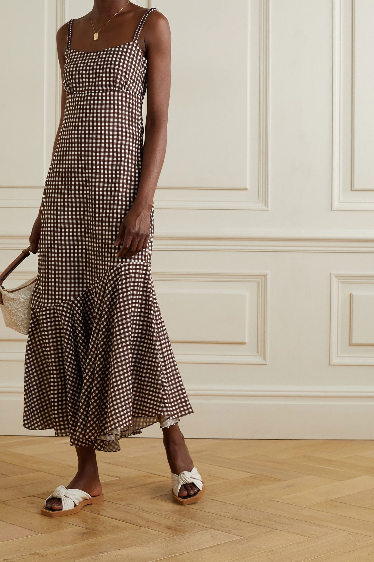 peony brown check holiday midi dress Gingham Size:9 US / 42 EU The inbuilt underwired bra categories_Clothing Bardot Layana Asymmetrical Maxi