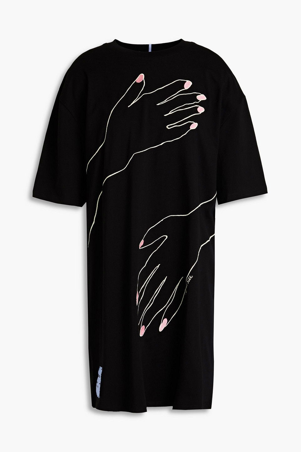 decorated mini dress in black by mcq alexander mcqueen MCQ ALEXANDER MCQUEEN Embroidered Cotton-Jersey Mini Dress