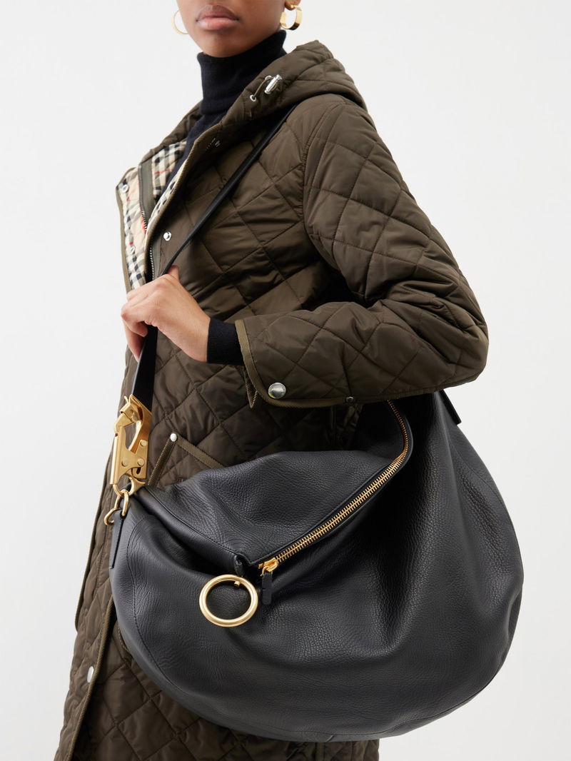 BURBERRY Knight Large Leather Cross-Body Bag in Black | endource