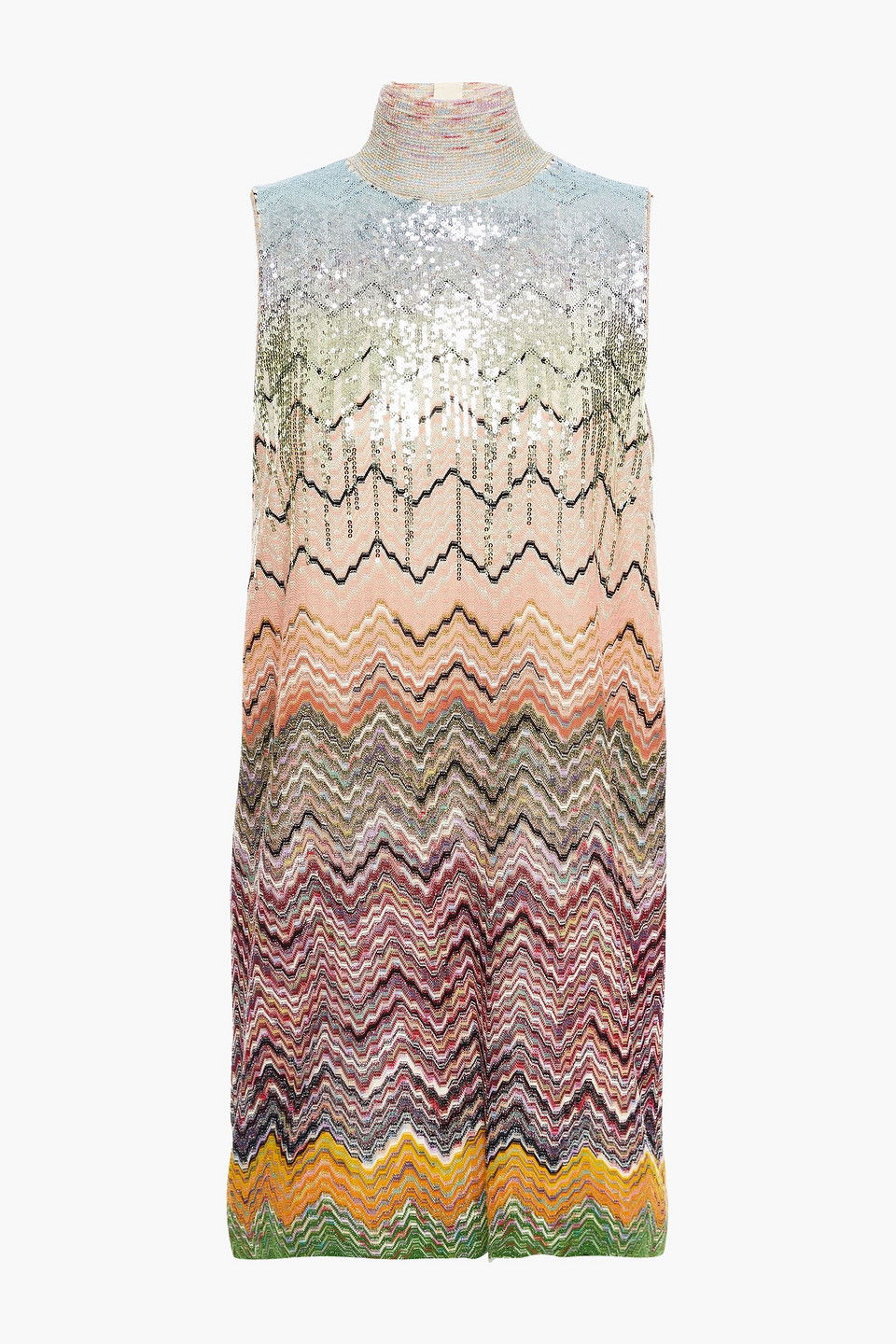 missoni sequin embellished knitted dress Missoni Striped Sequin-embellished Knitted Mini Dress