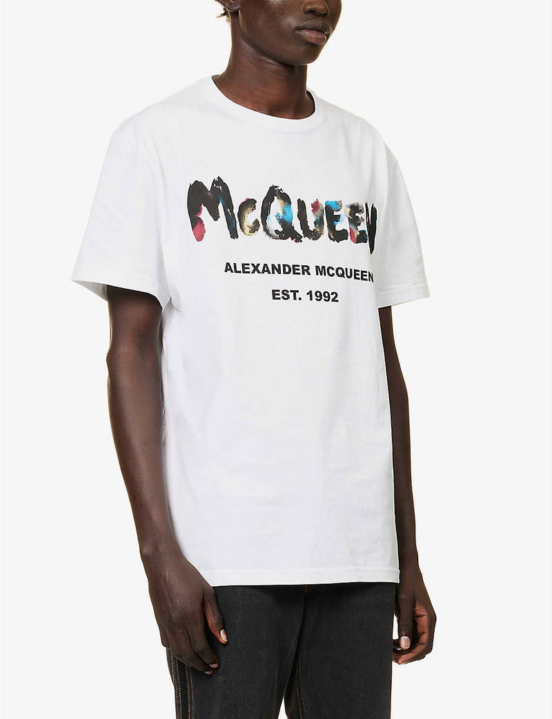 ALEXANDER MCQUEEN Graffiti Brand-Print Cotton-Jersey T-Shirt
