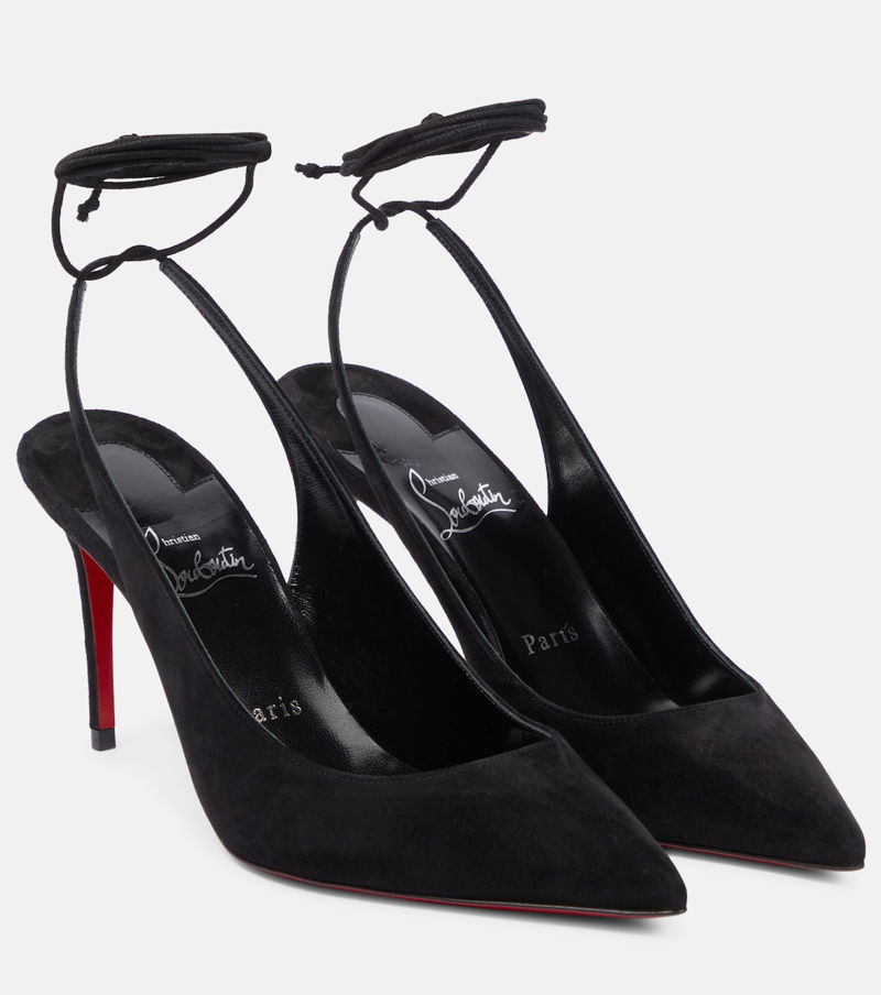 Christian Louboutin Lace Up Kate Suede Pumps 85 in Black