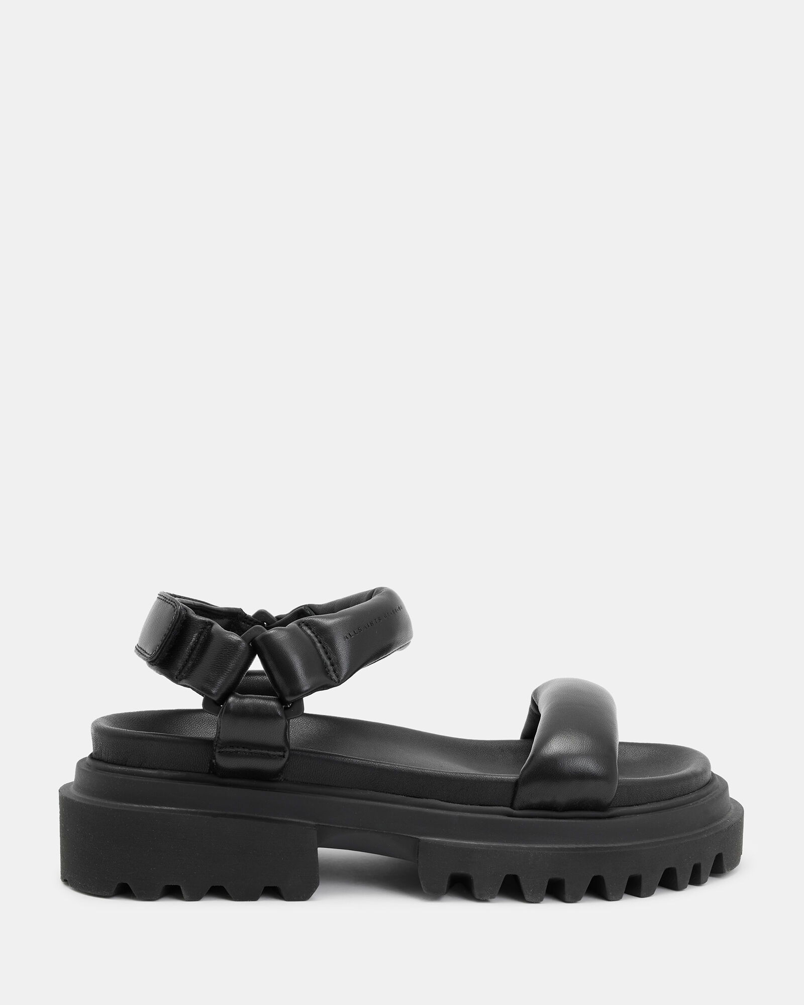 ALLSAINTS Helium Leather Sandals in Black | endource