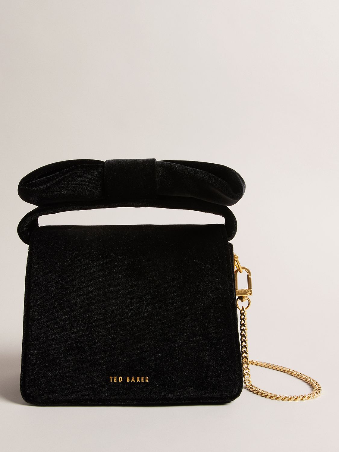TED BAKER Nialina Bow Chain Strap Velvet Shoulder Bag endource