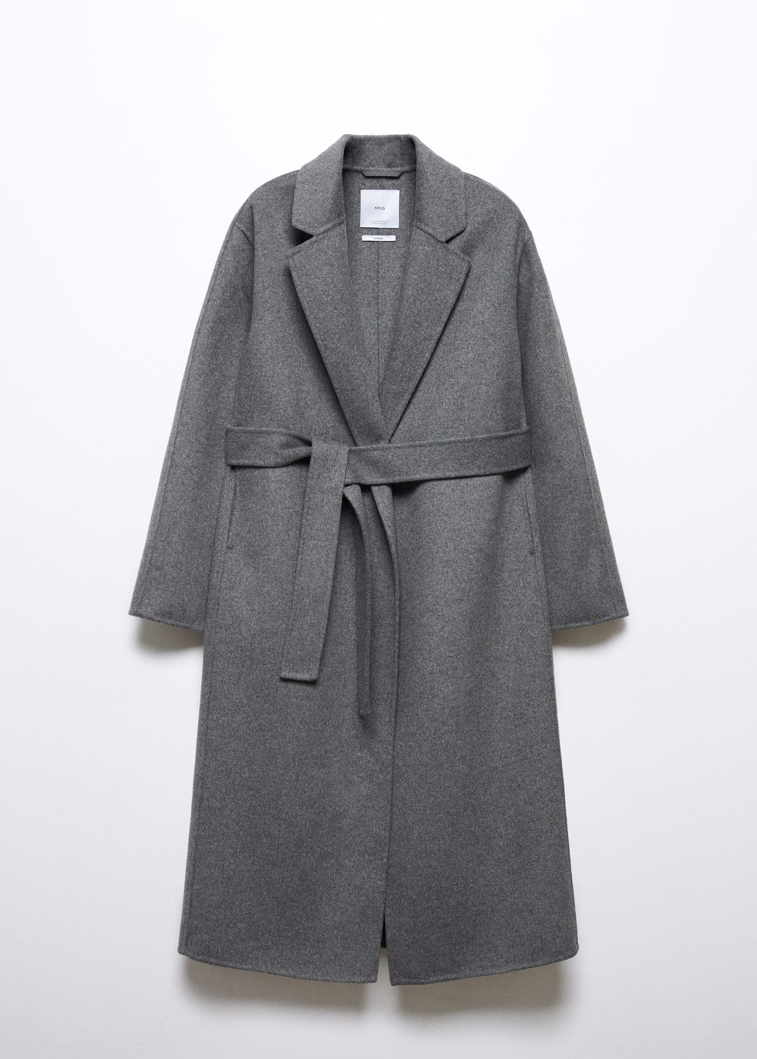MANGO Belt Handmade Coat in Grey Endource