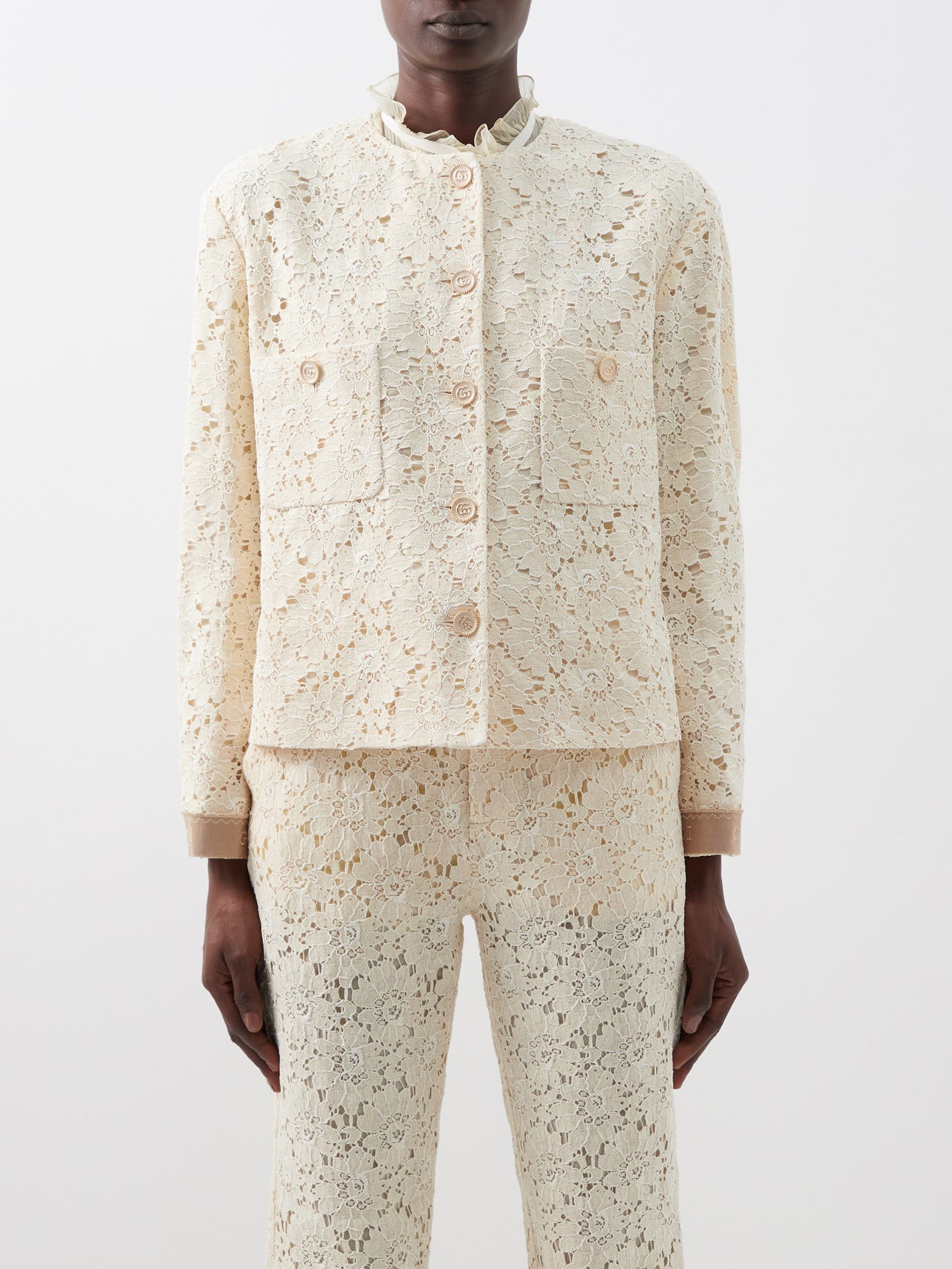 GUCCI Collarless Broderie-Anglaise Jacket, image 5 of 6