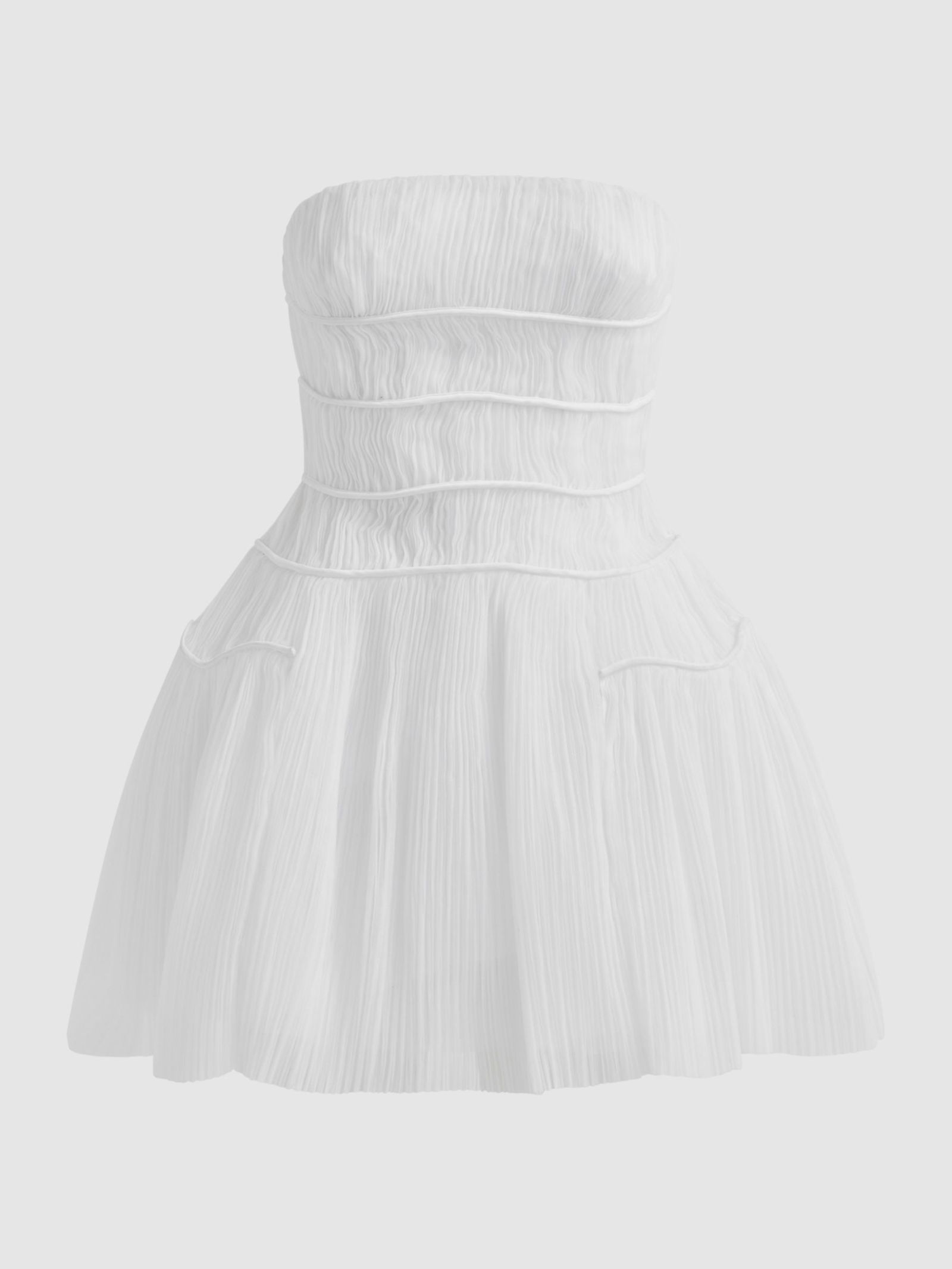 RACHEL GILBERT Pippa Strapless Pleated Mini Dress in Ivory | Endource