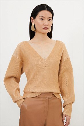 Premium Viscose Blend Body Contouring Foiled Knit Off The Shoulder Thong  Bodysuit | Karen Millen