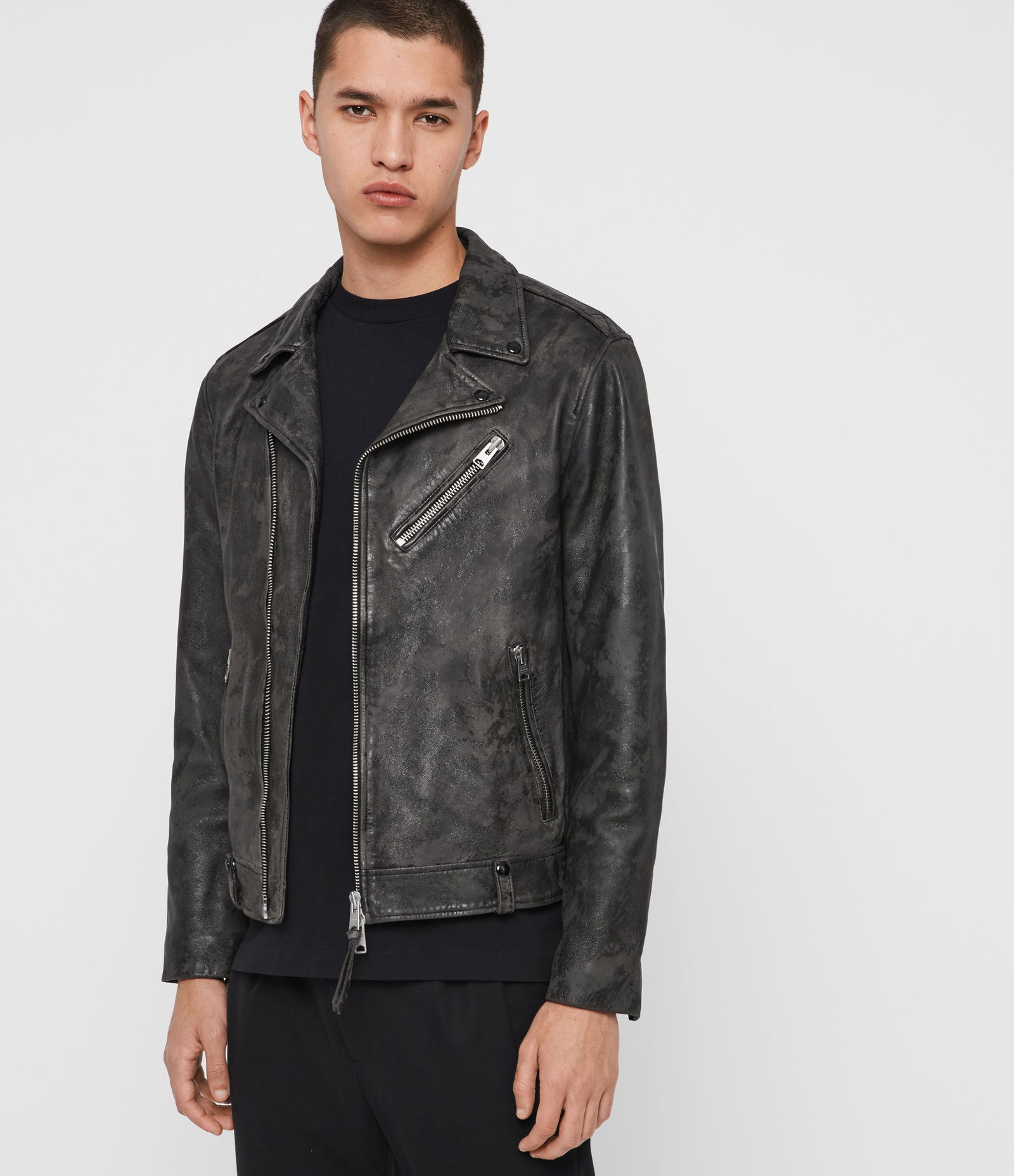ALLSAINTS Drury Leather Biker Jacket in Black | Endource