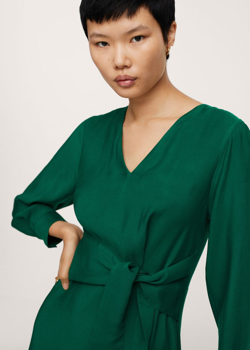slim fit dress slacks Front Bow Detail Flowy Hem Midi Dress – Glow main image 0