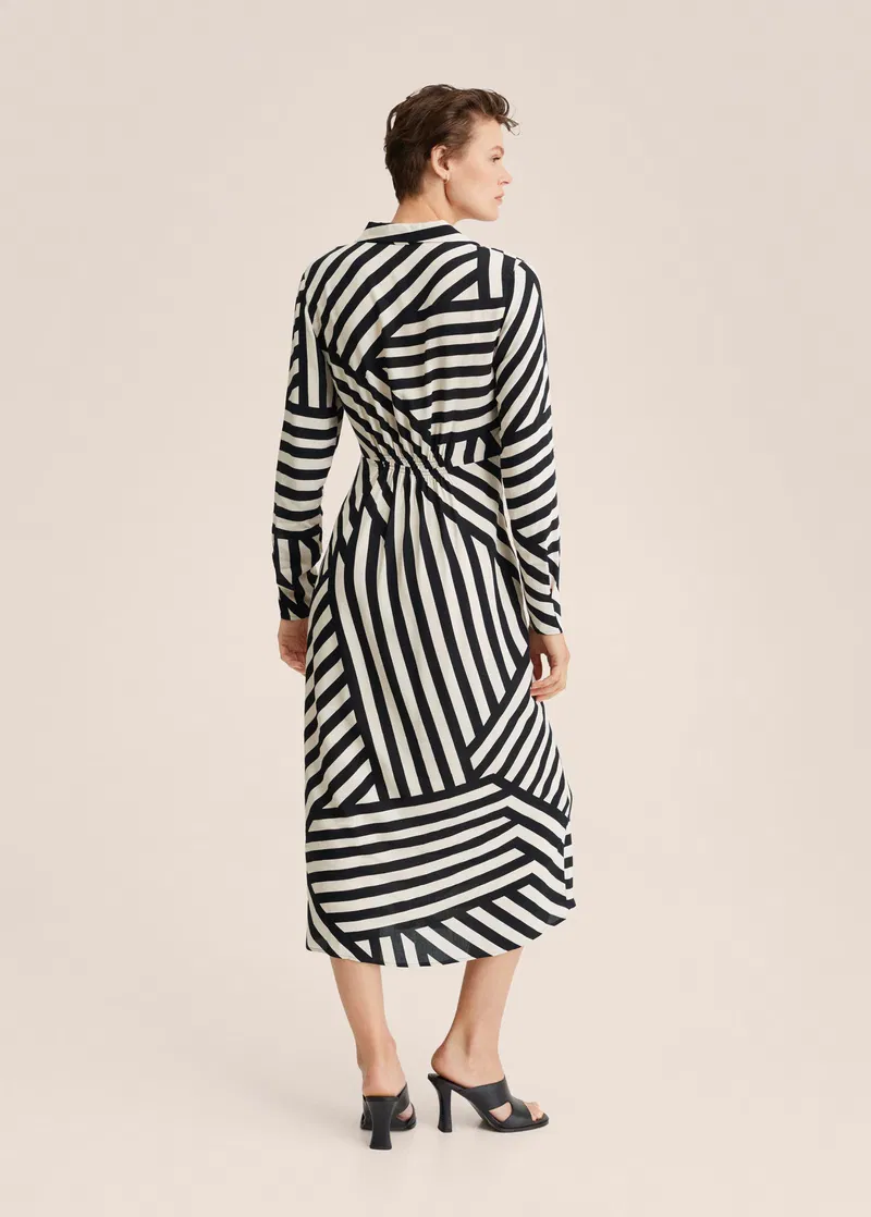 mango striped shirt dress Striped shirt dress with knot - Women