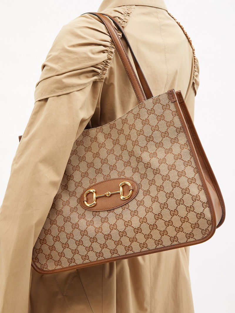 GUCCI 1955 Horsebit GG-Canvas And Leather Tote Bag endource
