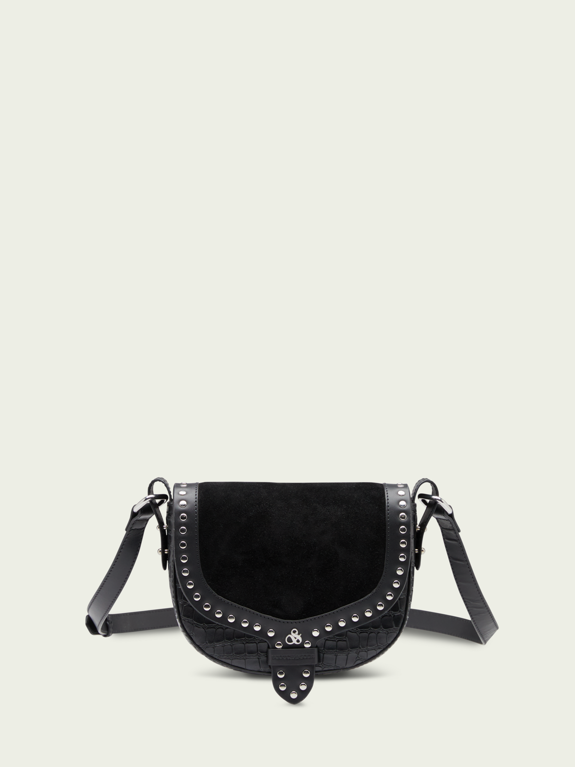 Scotch & Soda Leather Midi Crossbody Bag In Black 