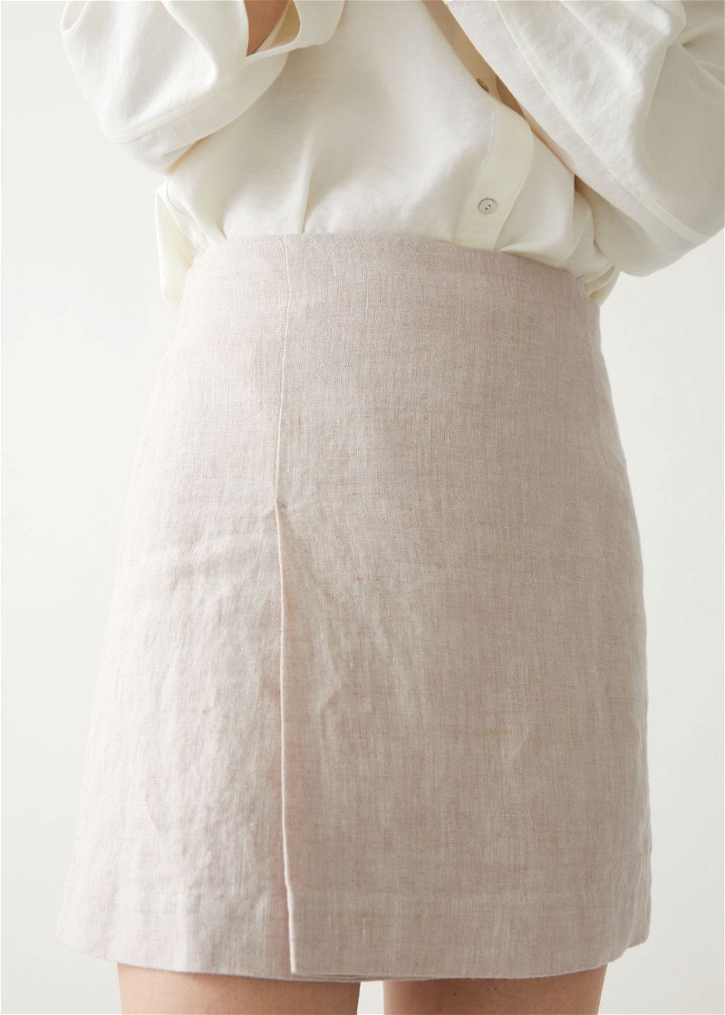  OTHER Linen in Light STORIES Skirt Beige | Endource Mini