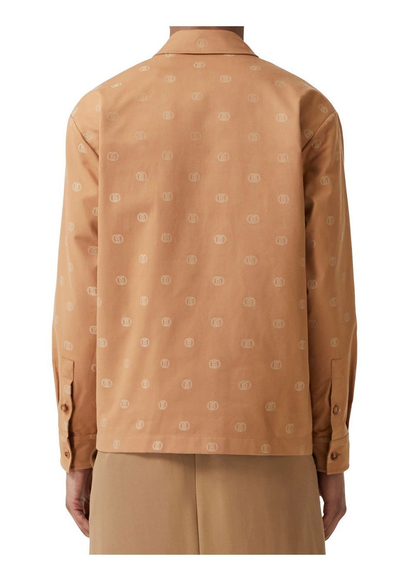 BURBERRY Monogram Motif Cotton Zip-Front Shirt endource