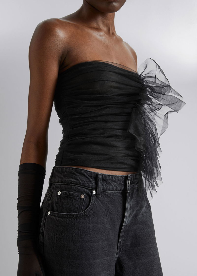 Maison Margiela Gathered Detail Corset Top Black