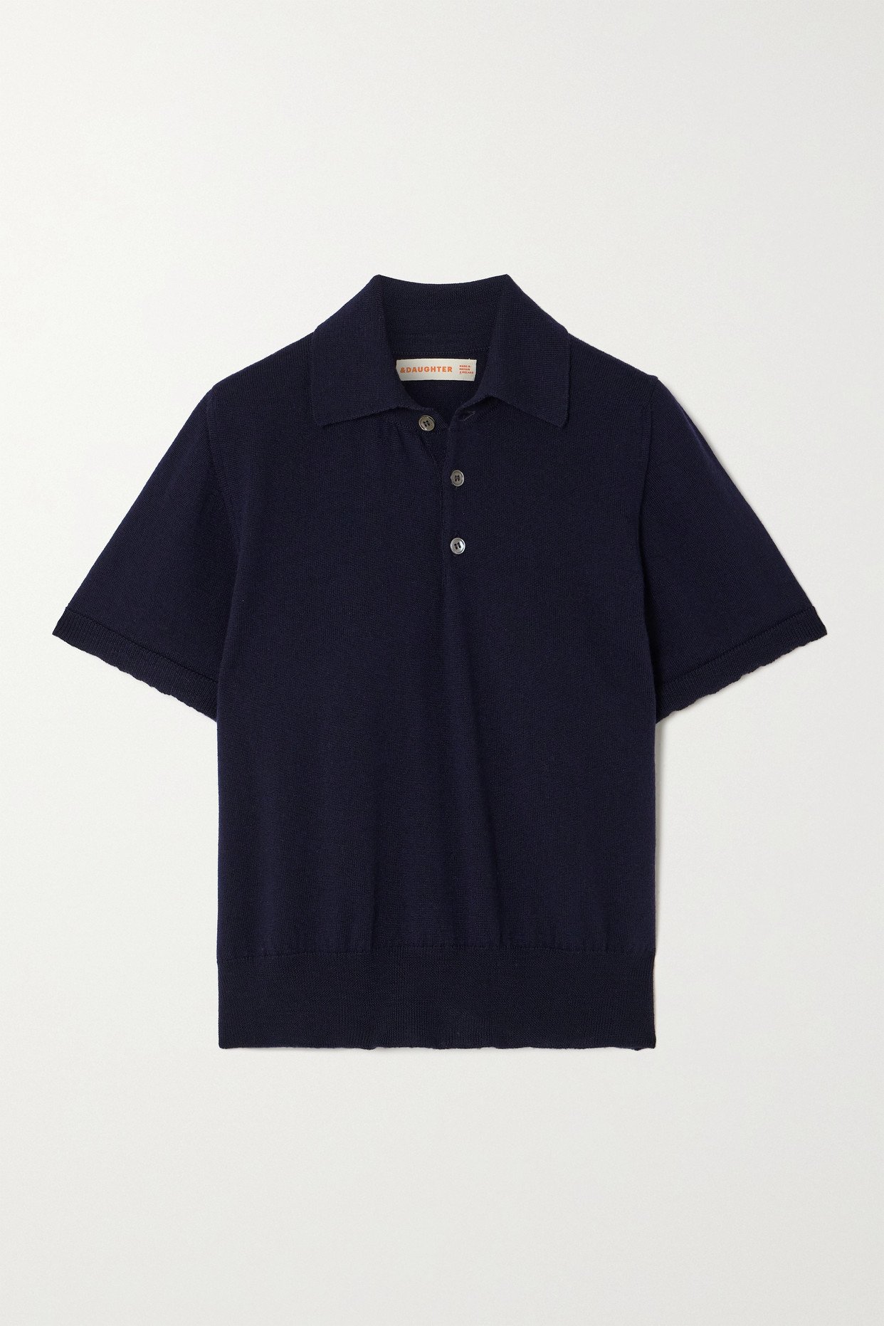 & Daughter Wool Polo Shirt in Blue | Endource