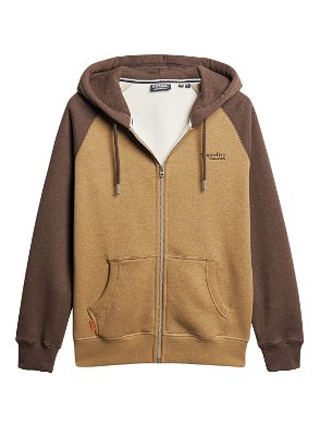 Men's Contrast Stitch Relaxed Zip Hoodie in Dusk Brown