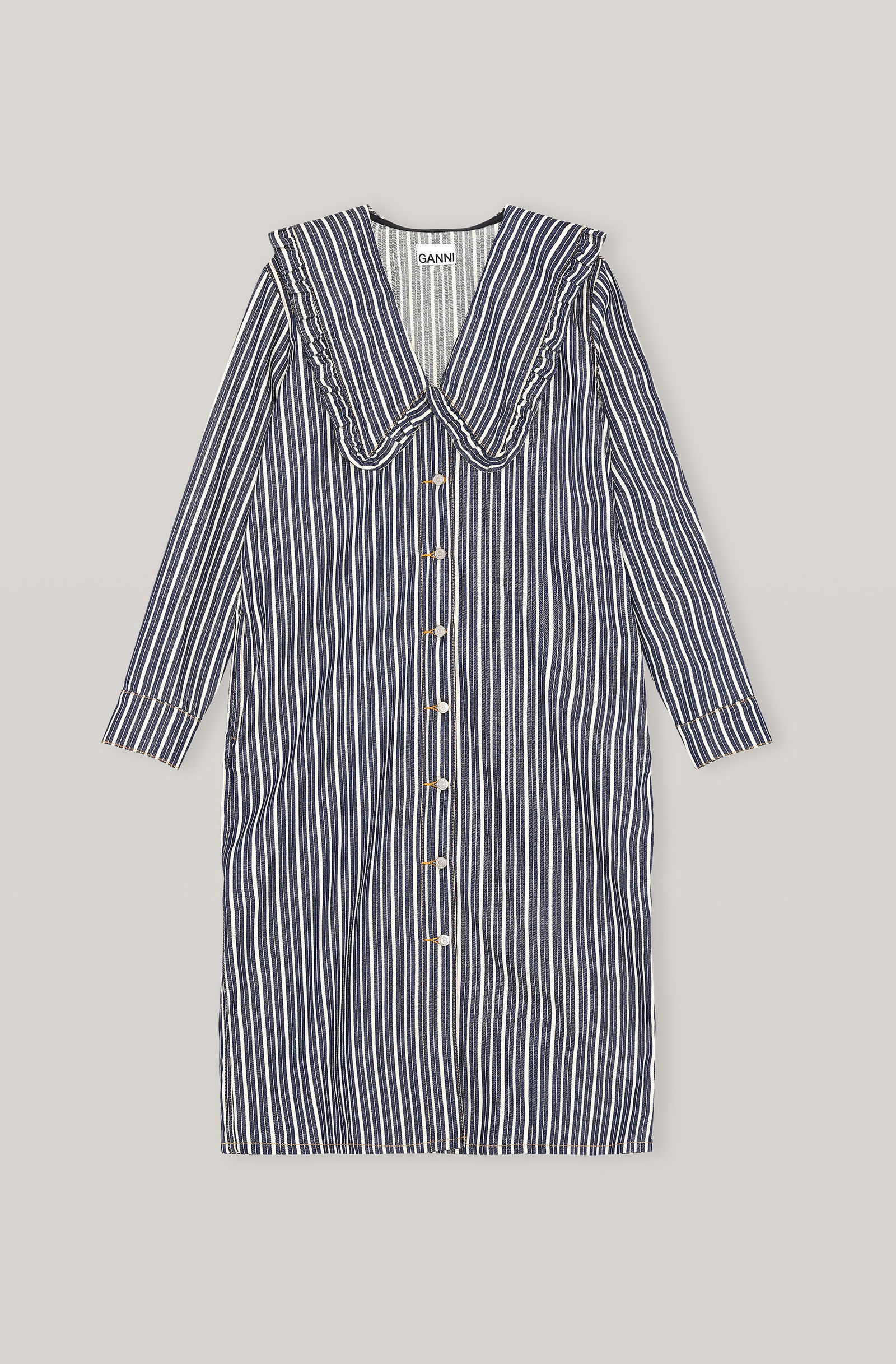 ganni blue and white striped dress Ganni - Striped Dress - Vintage - M/L 34 - Organic - Cotton