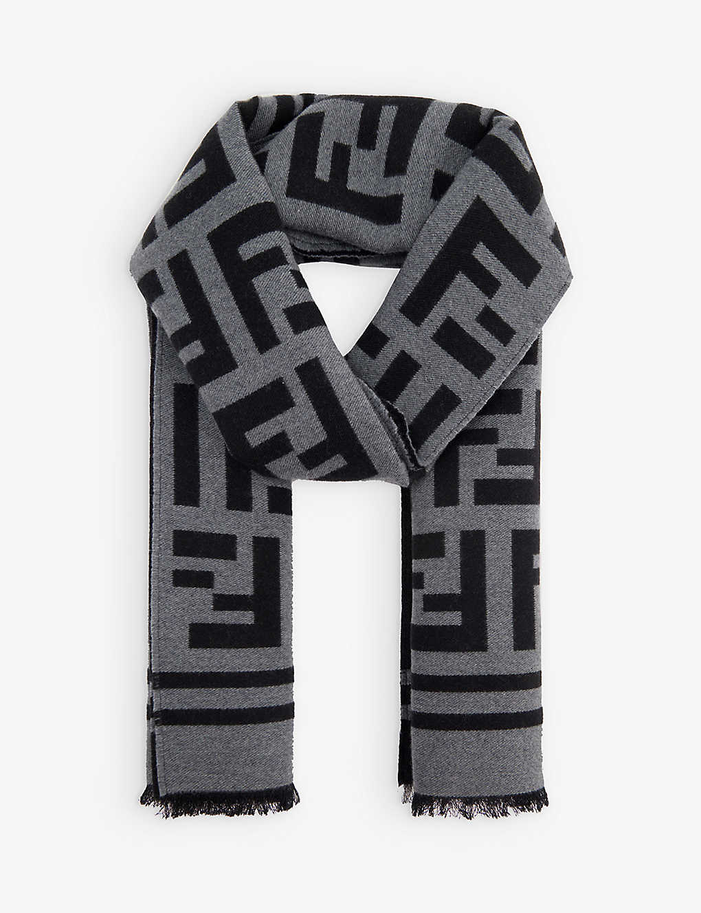 FENDI FF-Logo Wool And Silk-Blend Scarf endource