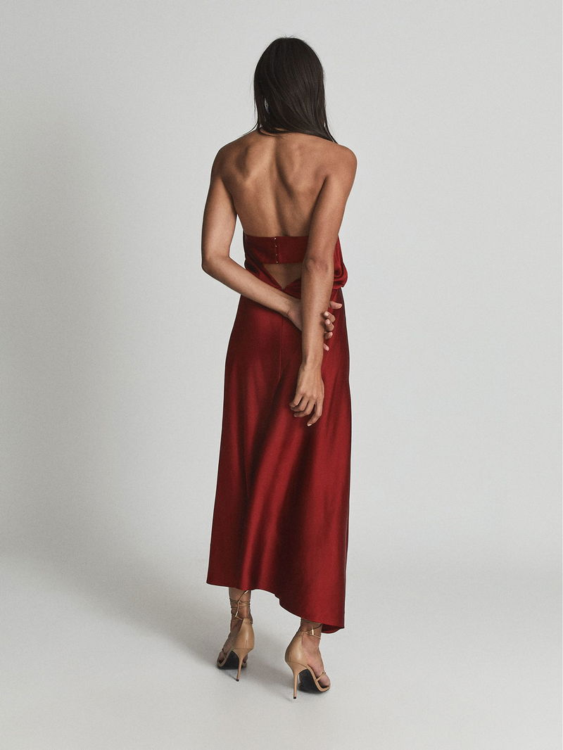 REISS Lorena Satin Midi Dress | endource