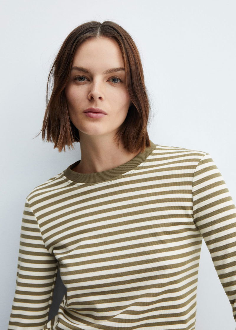 MANGOPOP Women's Square Neck T-Shirt - Short Or Long Sleeve Fleece Lined Top, Size Small (Nude Long Sleeve)