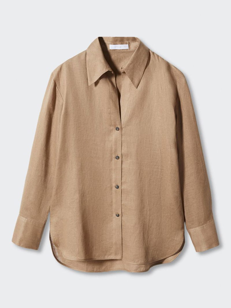 Linen Blend Safari Shirt - Infashion