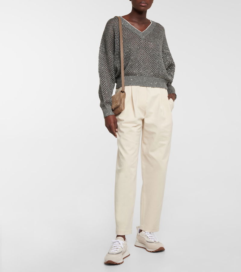 BRUNELLO CUCINELLI Cotton-Blend Sweatpants in White