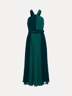 Mint Velvet Pleated Colour Block Dress, Navy/Cream at John Lewis & Partners