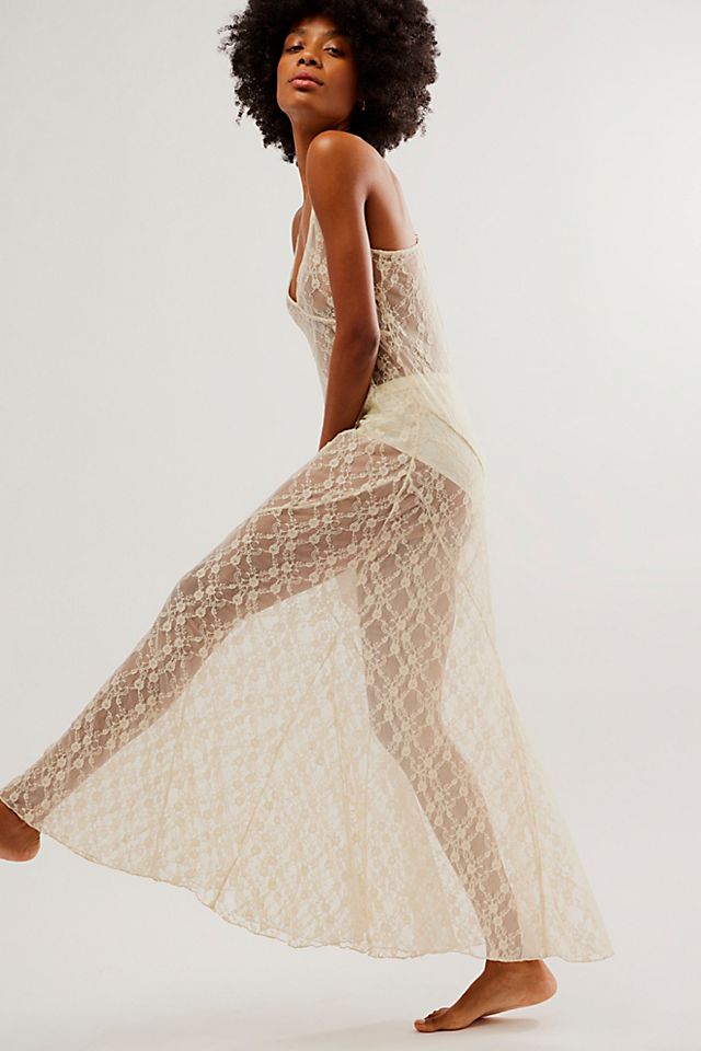 FREE PEOPLE Intimately - A Little Lace Maxi Slip in Precious Wine