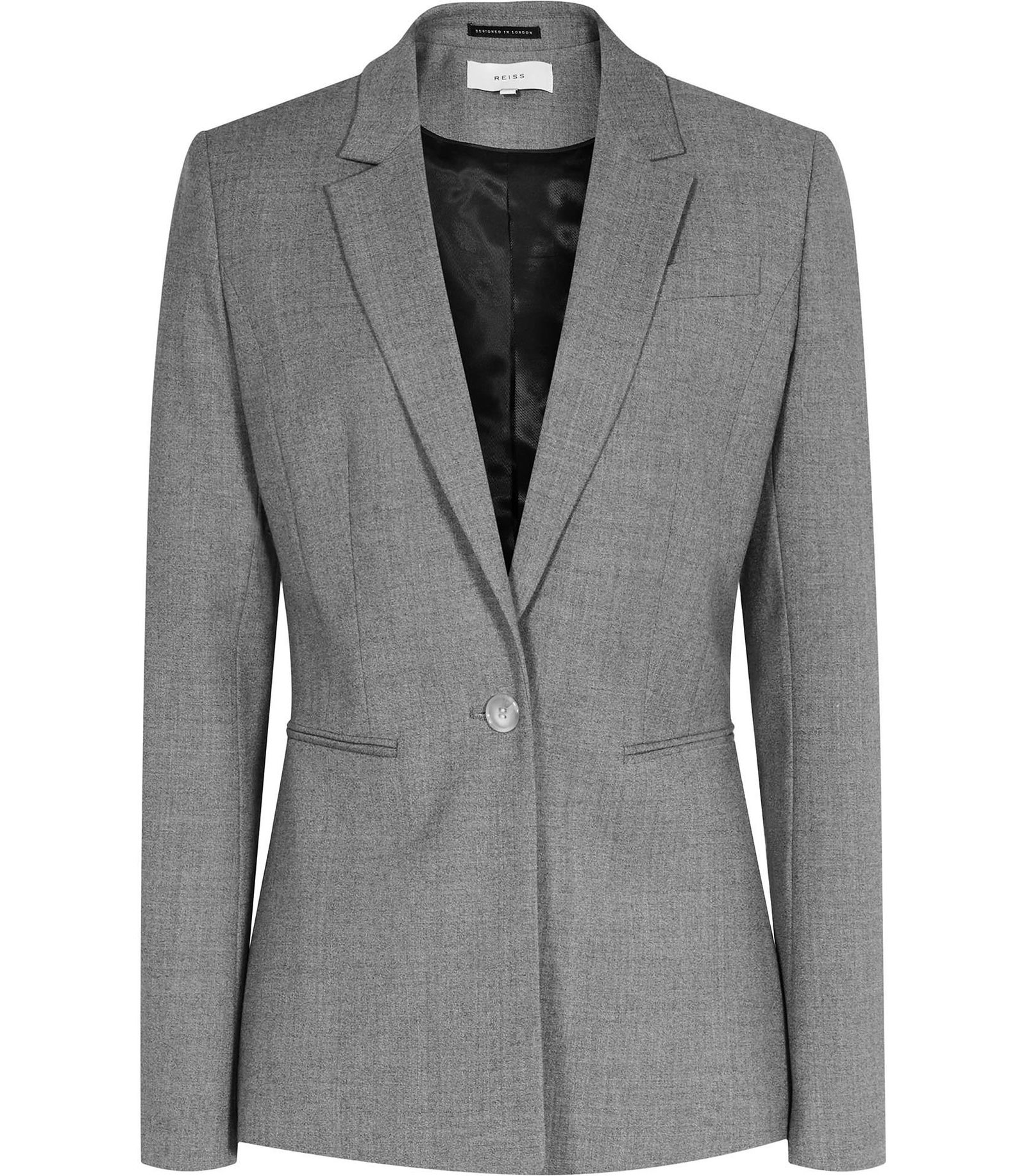 Reiss, Jackets & Coats, Reiss Gray Womens Pants Suit Austin Jacket Blazer  One Button Size 8