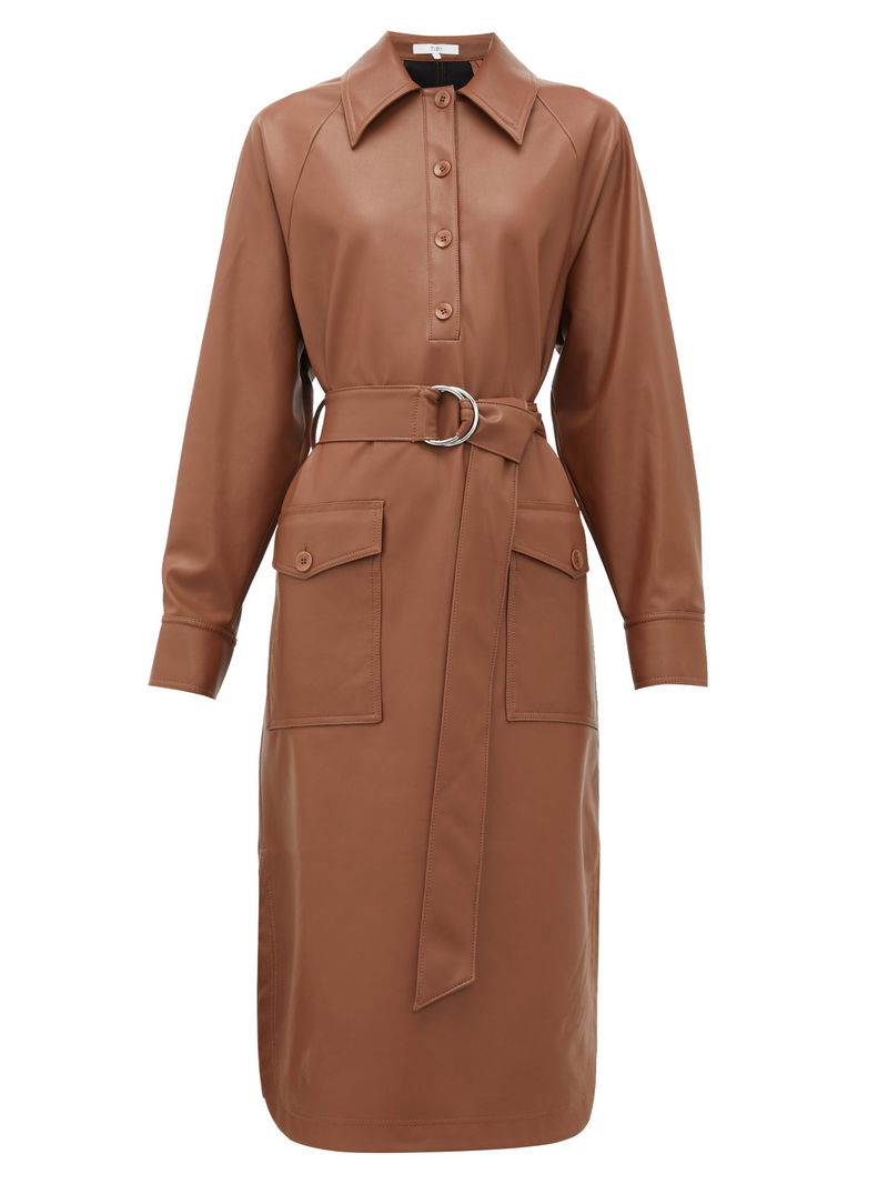 what color shoes go with a chocolate brown dress Tibi Eco Poplin Strappy Dress Eggplant