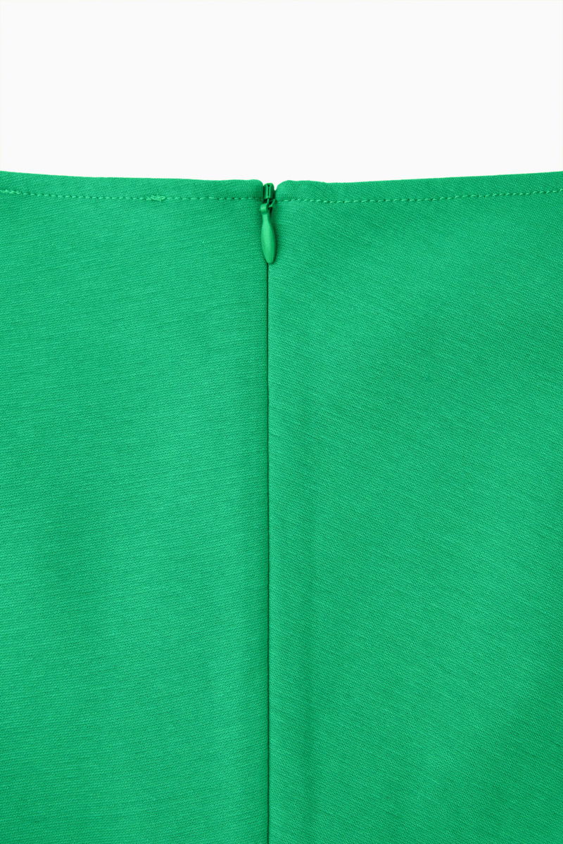 COS Asymmetric Gathered Midi Dress in BRIGHT GREEN