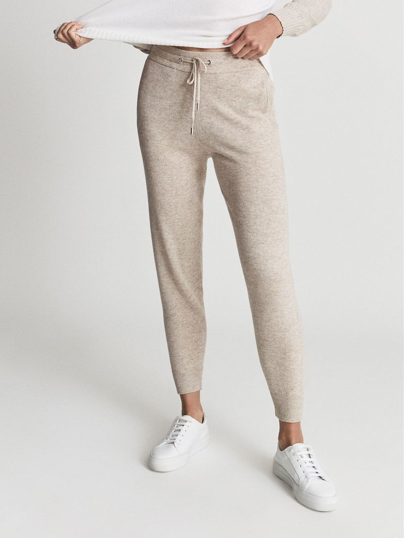 SWEATS & HOODIES  REISS WOMENS Wool Blend Drawstring Joggers Camel -  DaVenus