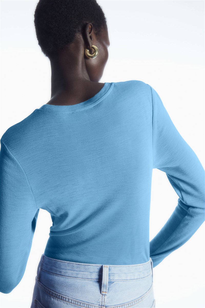 COS Merino Wool Mix Strap Detail Bralette in Light blue