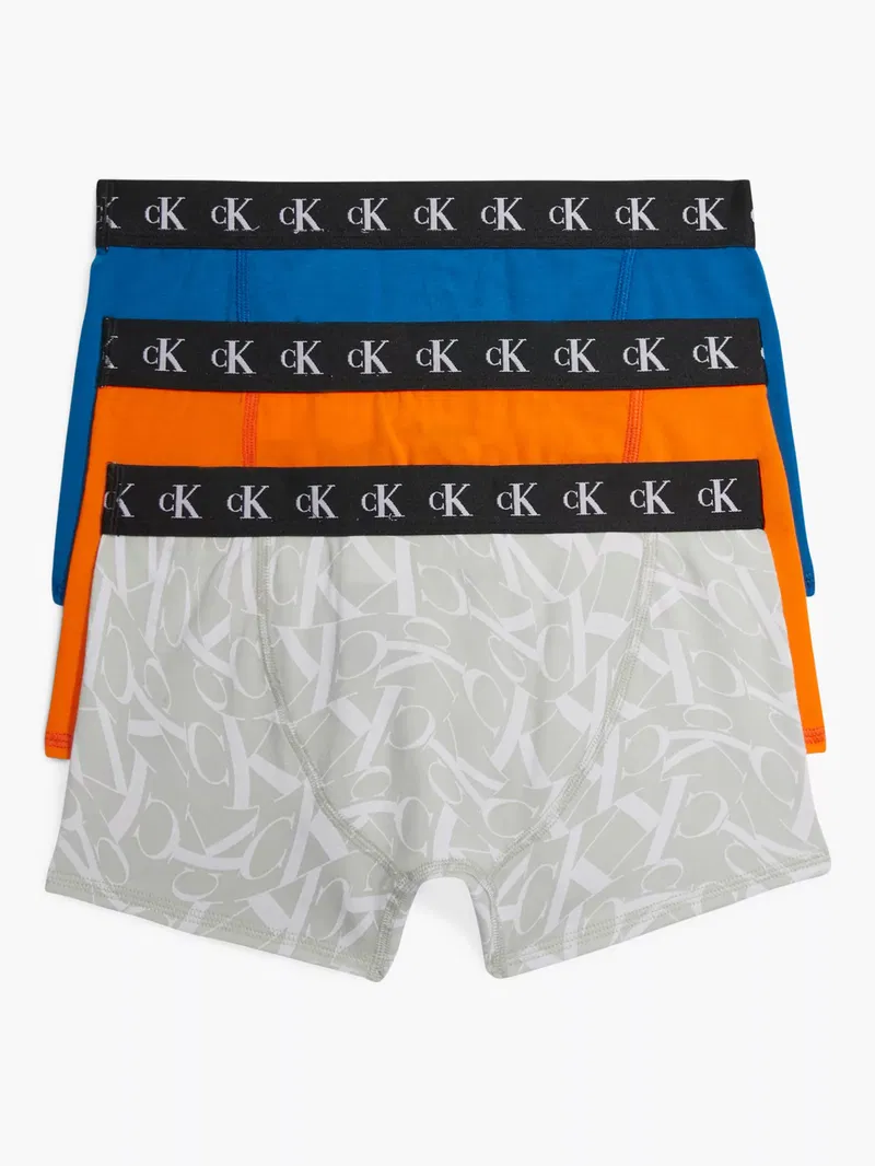 CALVIN KLEIN CK Monogram Trunks, Pack of 3 in Warpedprint