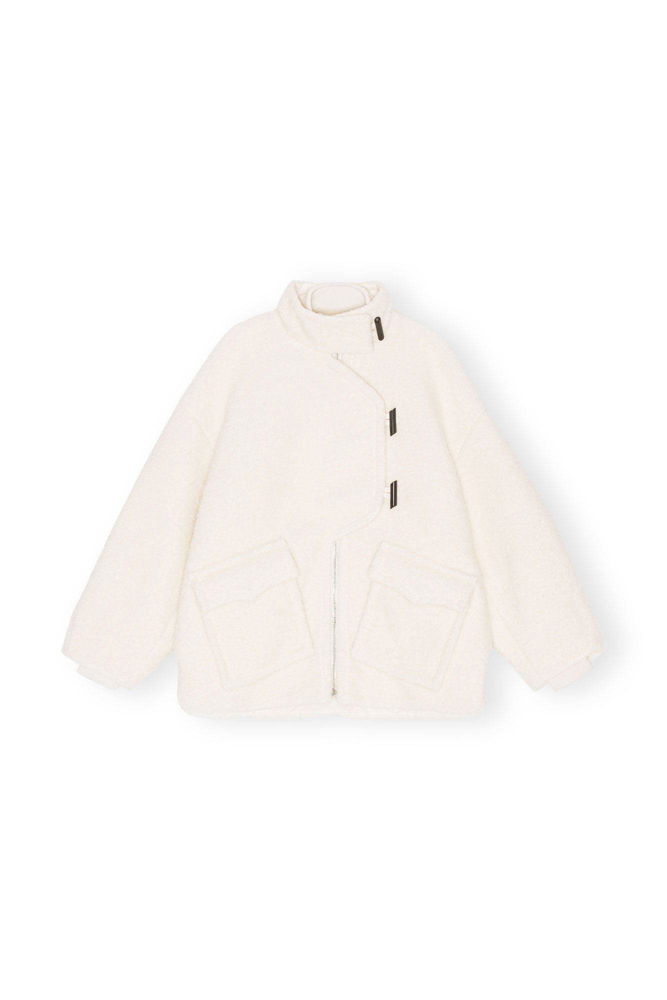 Ganni Boucle Wool Shoulder Jacket In Egret Endource 