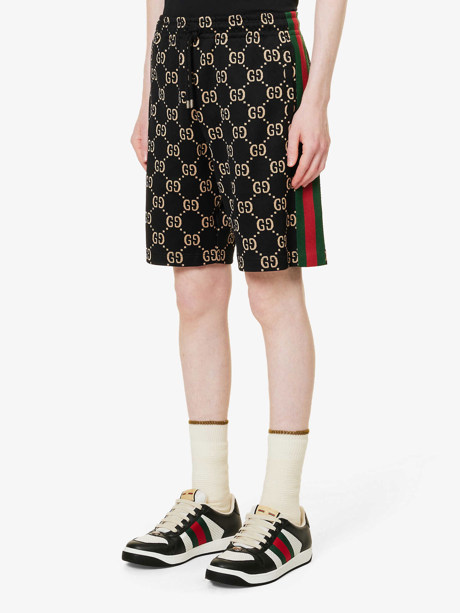 GUCCI Monogram Side-Stripe Shorts | endource