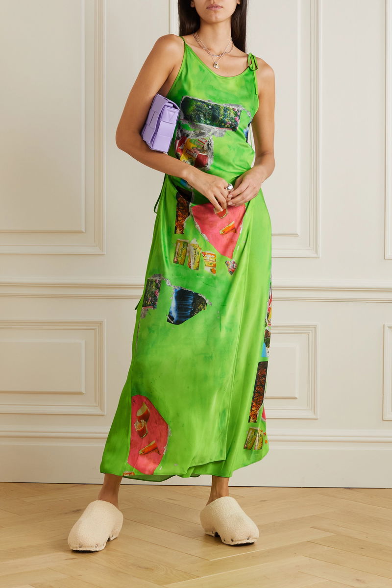 ACNE STUDIOS Martin LaBorde Printed Satin Wrap Dress endource